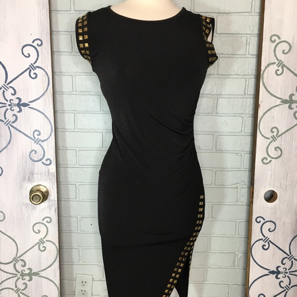 Micheal Kors Cocktail Dress Black w/Gold Studs Sm - Picture 3 of 13